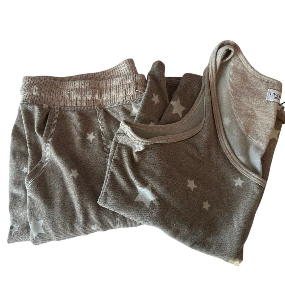 Live Love Lounge Pajama Set Scoop‎ Neck Tank and Jogger Size L Stars Loungewear